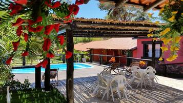 Indoor pool, outdoor pool, sun loungers