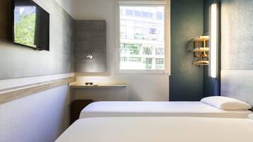 Desk, blackout curtains, soundproofing, iron/ironing board