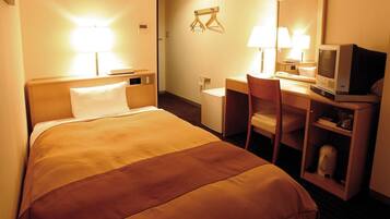 Desk, laptop workspace, blackout drapes, iron/ironing board