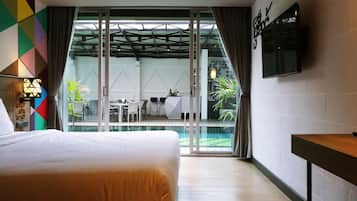 Deluxe Double or Twin Room, Pool Access | Minibar, in-room safe, desk, blackout drapes