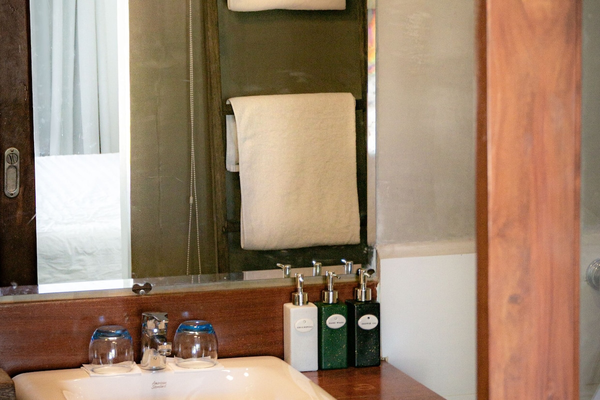 shower, free toiletries, hair dryer, bathrobes