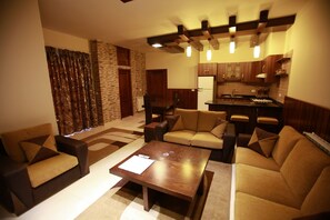 Apartment, 3 Bedrooms, Mountain View | Living room | Flat-screen TV, fireplace - Cedars Palace (Al Arz)