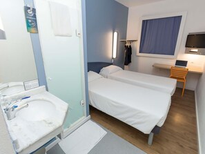Desk, free WiFi, bed sheets
