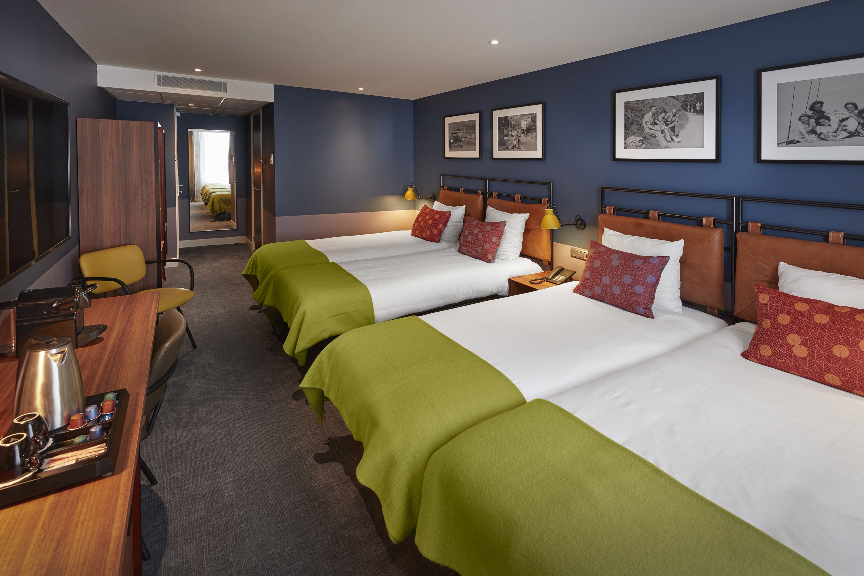 family room | in-room safe, desk, soundproofing, iron/ironing board