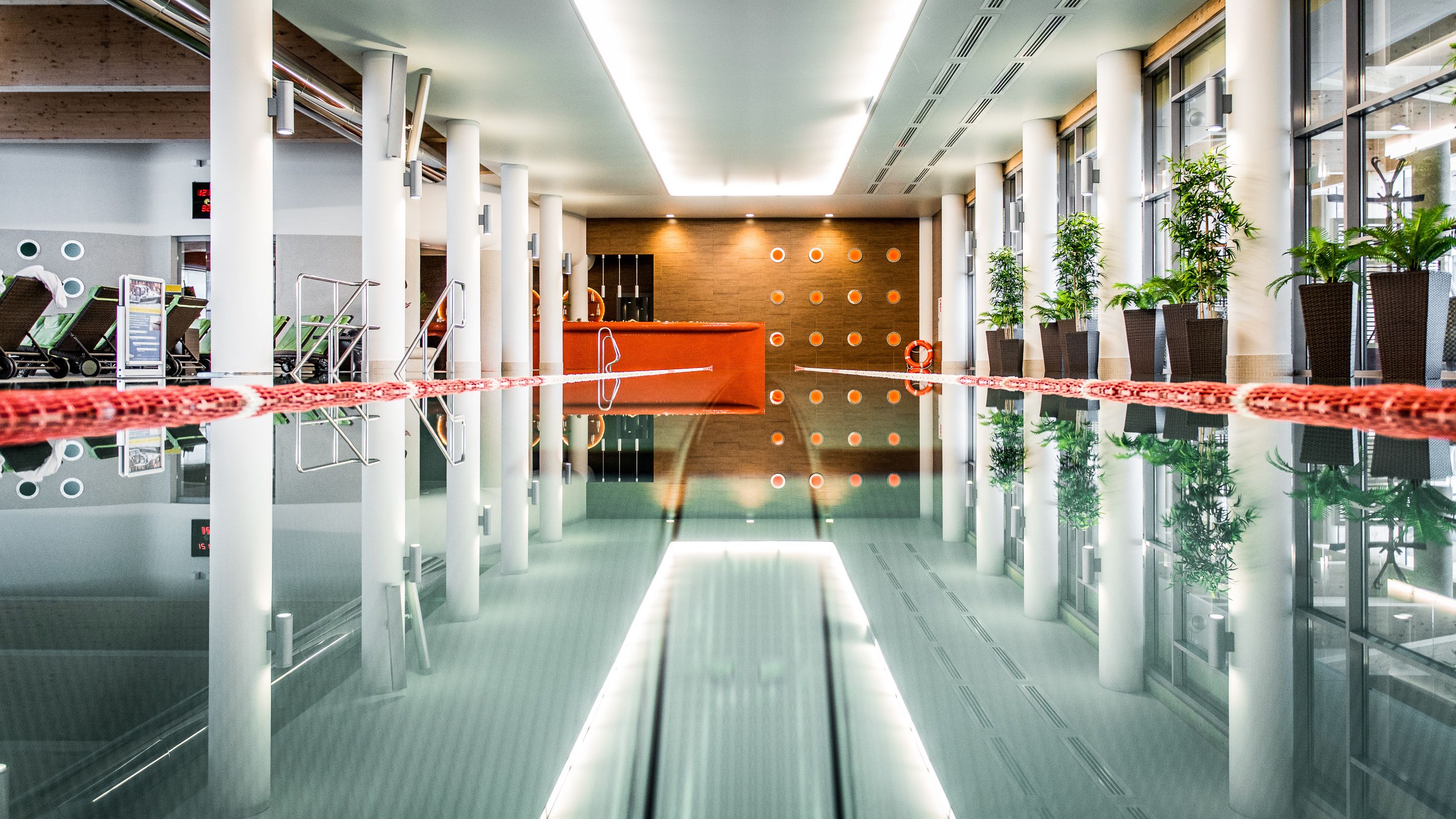 Indoor pool, sun loungers