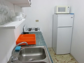 Standard Double Room | Private kitchen | Full-size fridge, microwave, oven, stovetop