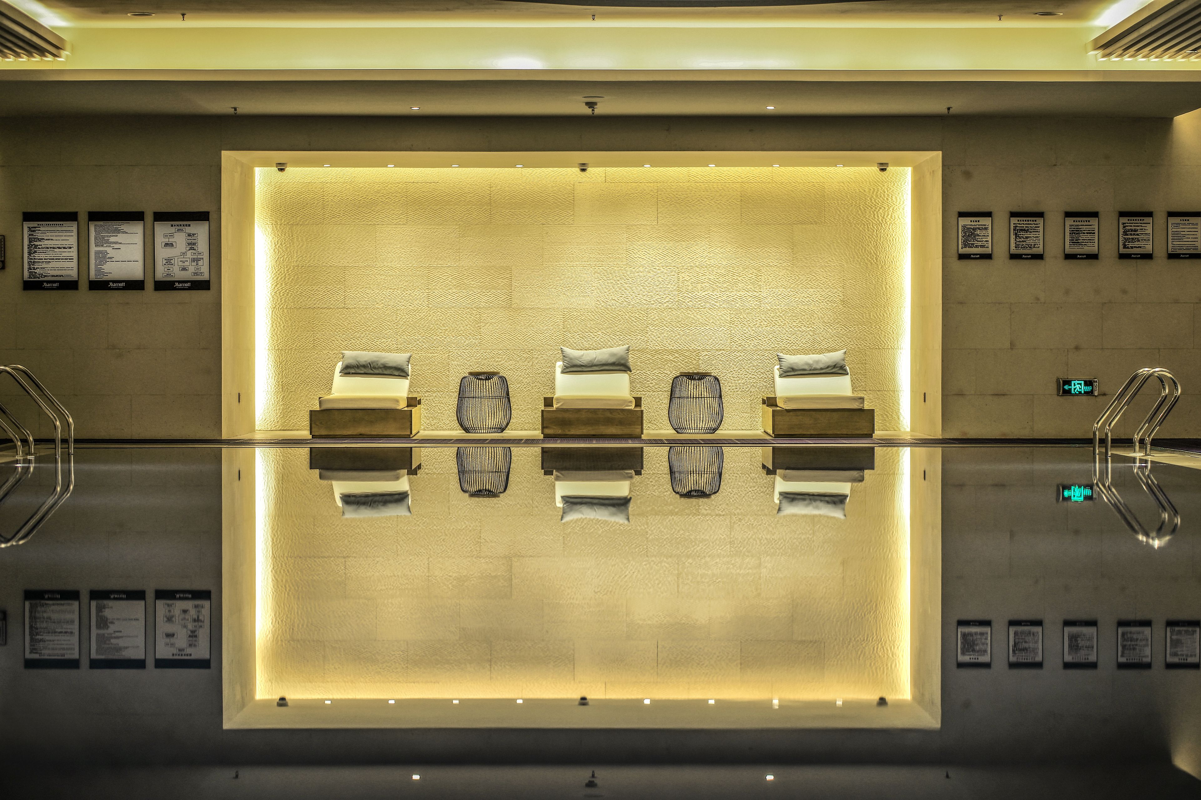 indoor pool, open 7:00 am to 11:00 pm, lifeguards on site