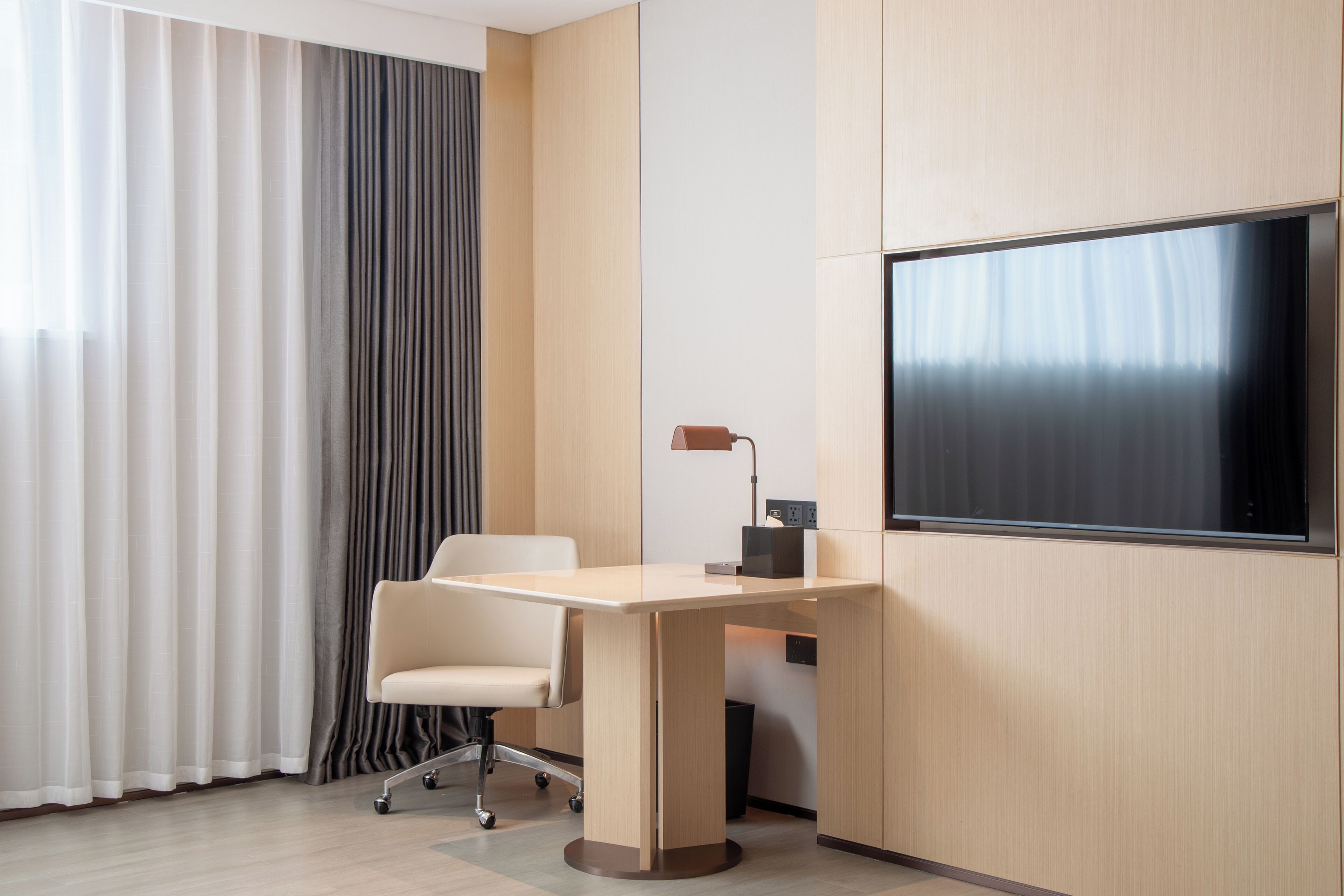 superior king bed room | living area | 55-inch tv with digital channels