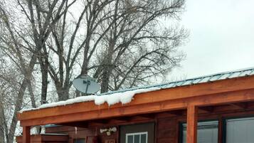 Cabin, Fireplace (Private Queen C40) | Terrace/patio