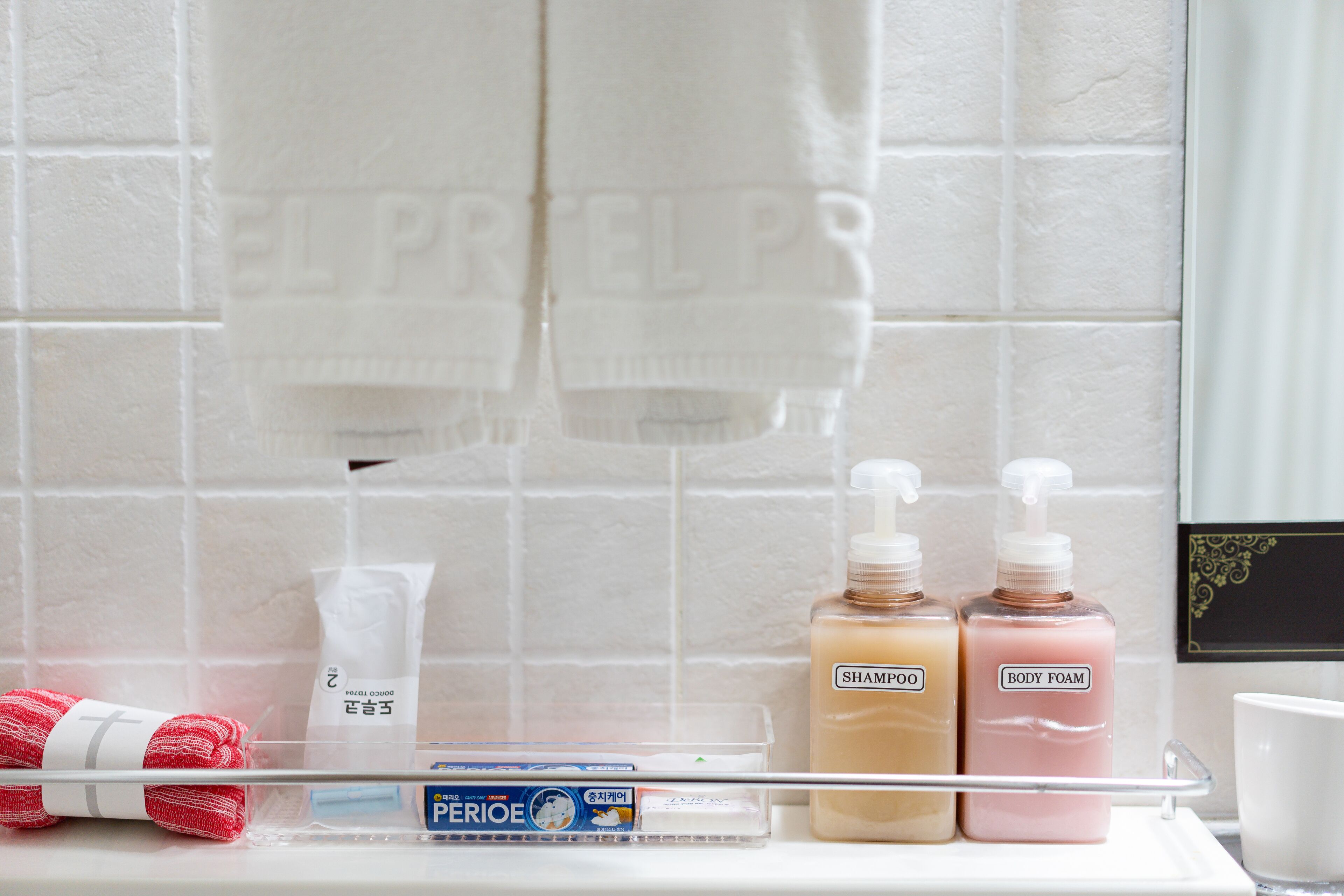 rainfall showerhead, free toiletries, hair dryer, bathrobes