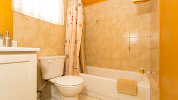 Apartment, 1 Bedroom, Kitchen, Mountain View | Bathroom | Combined shower/tub, free toiletries, hair dryer, towels