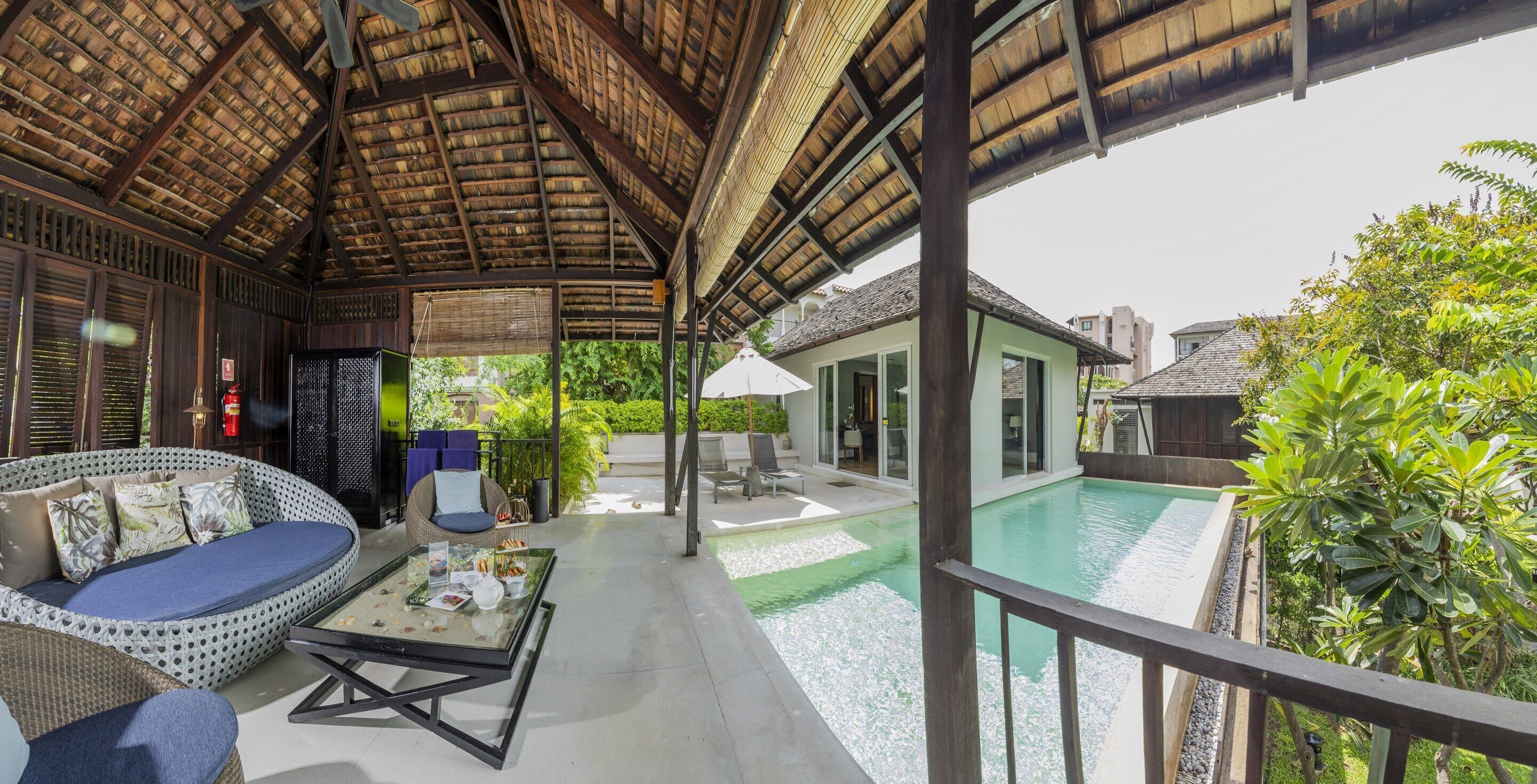2 bedroom pool villa | living area | 43-inch flat-screen tv with satellite channels, tv
