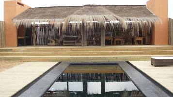 Outdoor pool, pool loungers