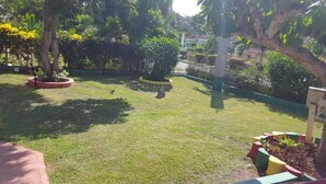 A well-maintained grassy yard with a tree, a small bush, and a fenced area. - Ocho Rios Tamarind Villas (Ocho Rios)