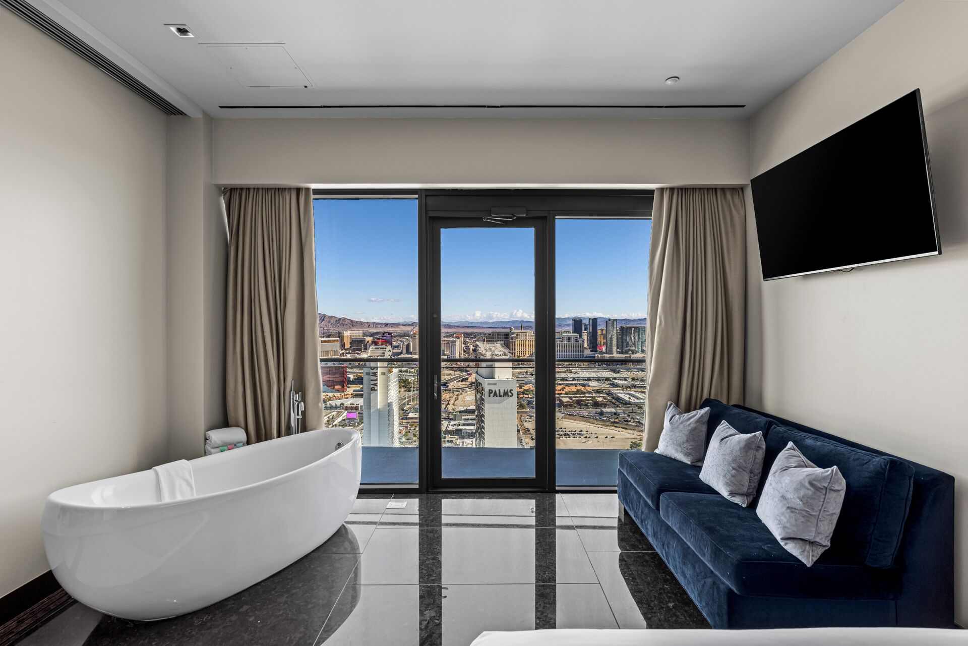 Luxurious Penthouse | Full Strip View | Hot Tub is Unavailable | Egyptian cotton sheets, premium bedding, down comforters, pillowtop beds