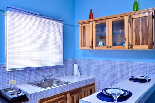 Exclusive Apartment, 1 Bedroom, Kitchen, Mountain View | Private kitchen | Full-size fridge, microwave, oven, stovetop