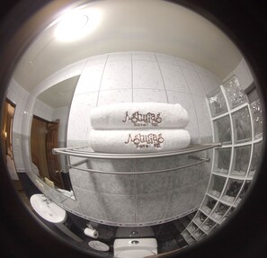 تجهيزات دش، دُش غزير، مجففات شعر، مناشف