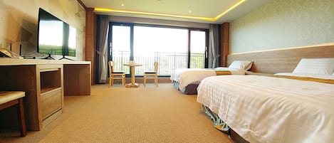 Premium bedding, down comforters, pillowtop beds, desk