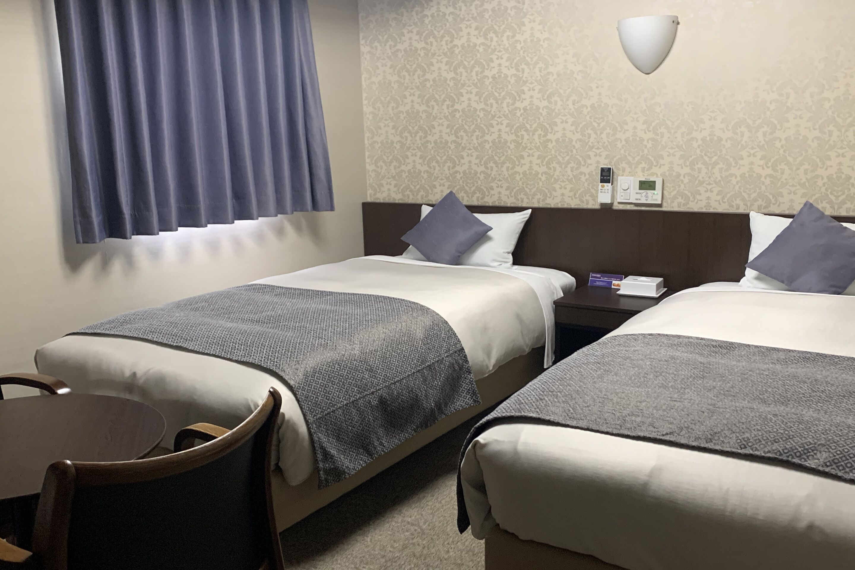 desk, blackout curtains, soundproofing, iron/ironing board