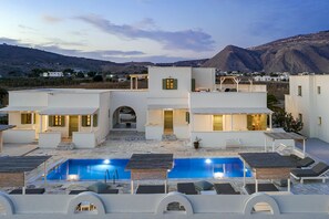 Front of property - evening/night - Ambeli Apartments (Santorini)
