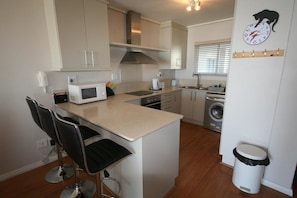 Fridge, microwave, stovetop, electric kettle