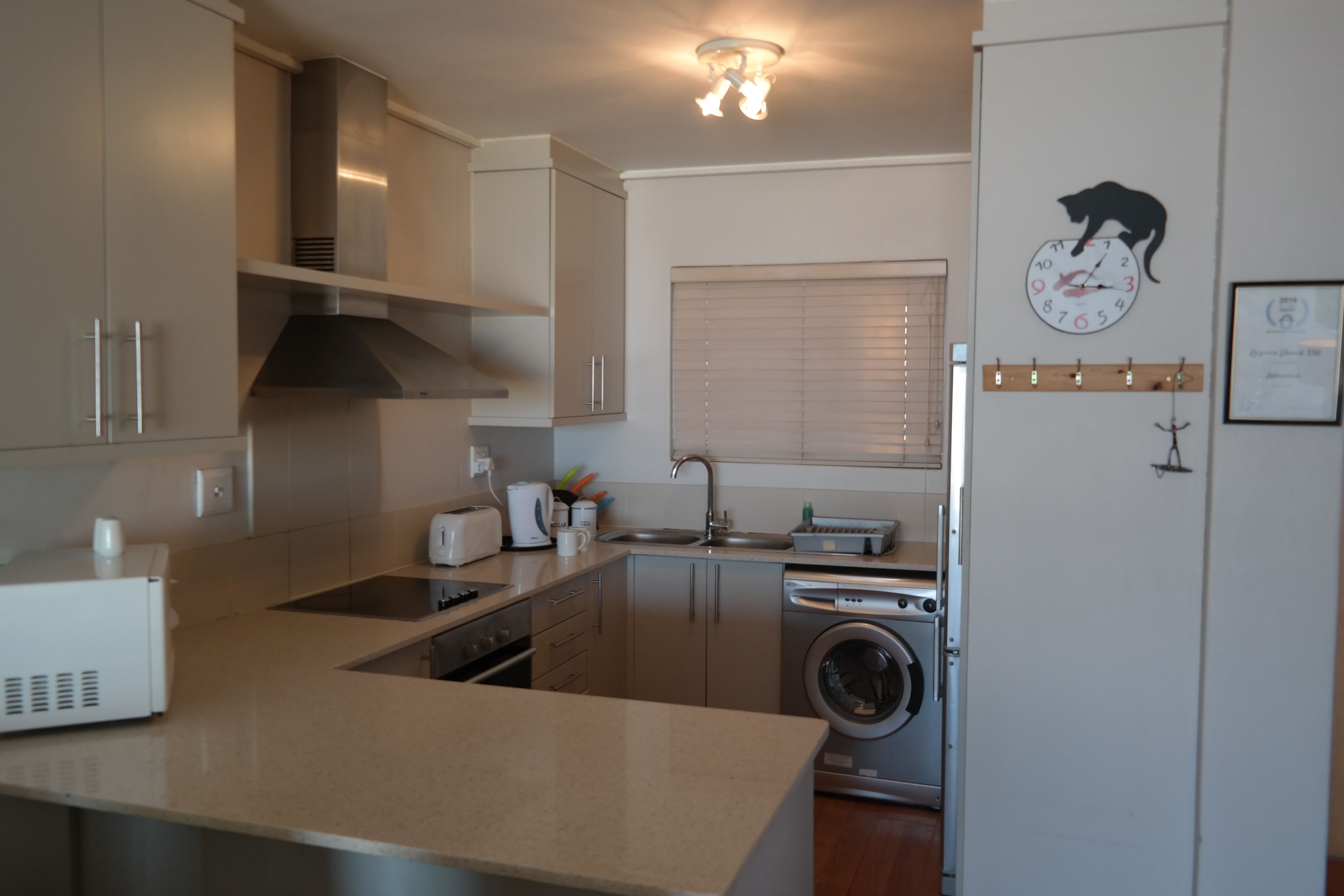 Fridge, microwave, stovetop, electric kettle