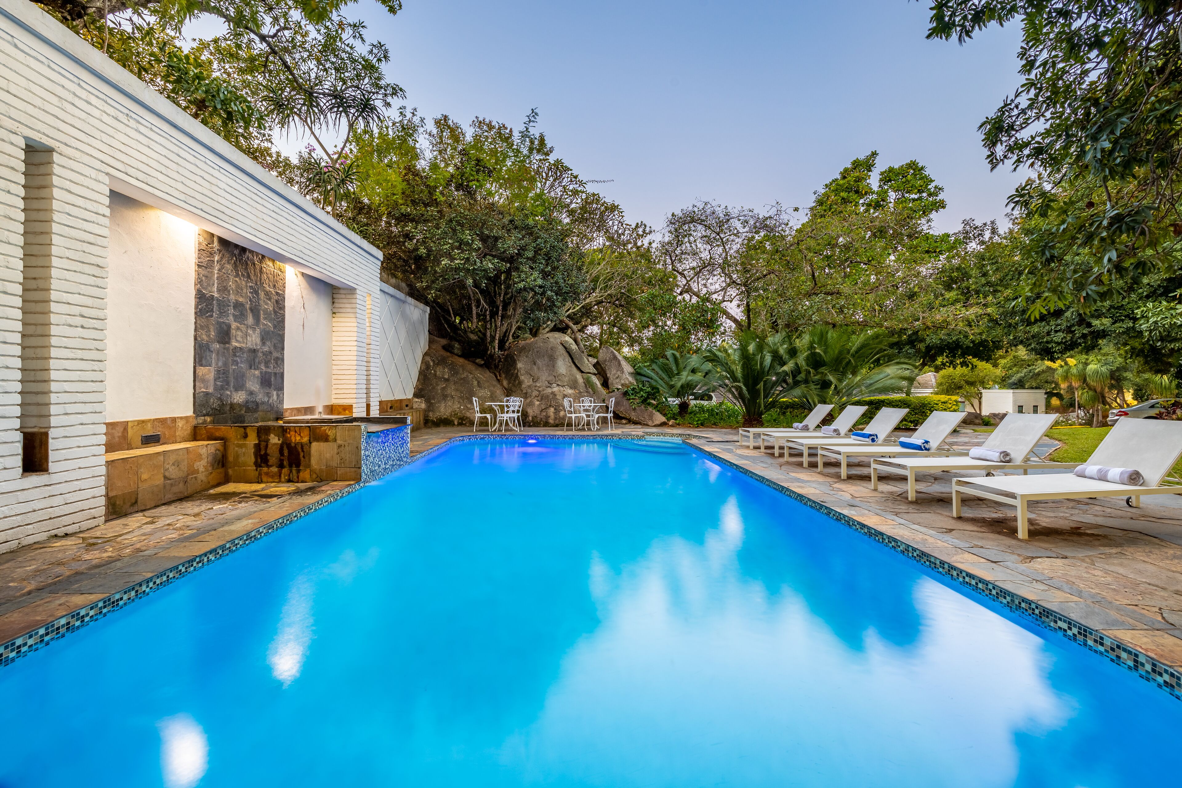 Outdoor pool, sun loungers