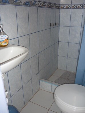 Habitación cuádruple | Baño | Regadera, amenidades de baño gratuitas, toallas 