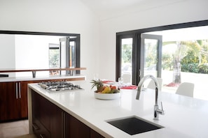 Luxury Villa, 4 Bedrooms, Private Pool, Ocean View | Private kitchen | Fridge, microwave, dishwasher, highchair