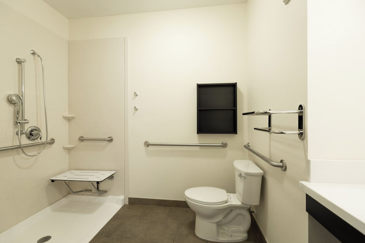 Studio Suite, 1 King Bed, Accessible Bathtub (Comm Access) | Bathroom | Free toiletries, hair dryer, towels