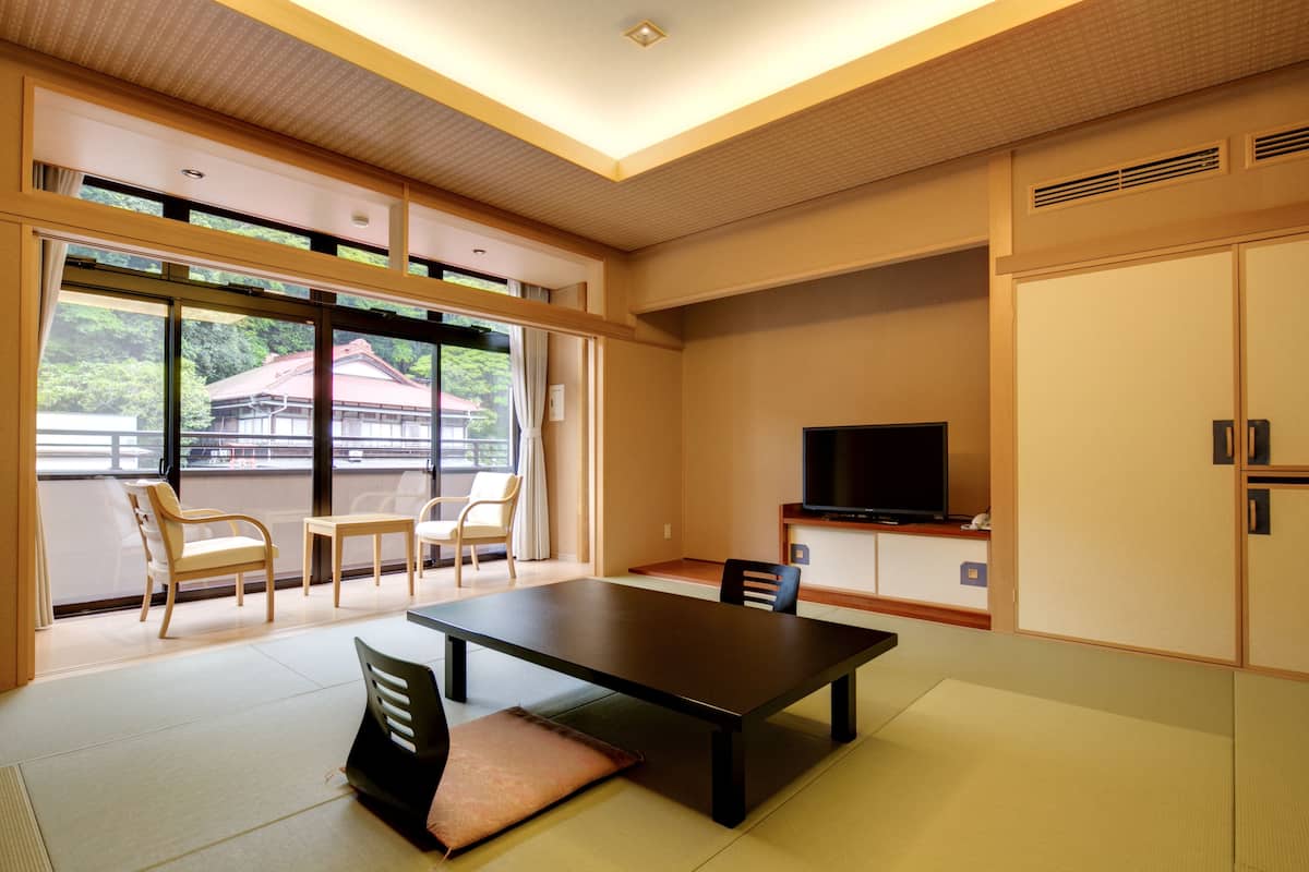 Traditionele kamer, niet-roken, terras (Japanese Style, 10 Tatami-mats) | Een kluis op de kamer, verduisterende gordijnen, gratis wifi, beddengoed
