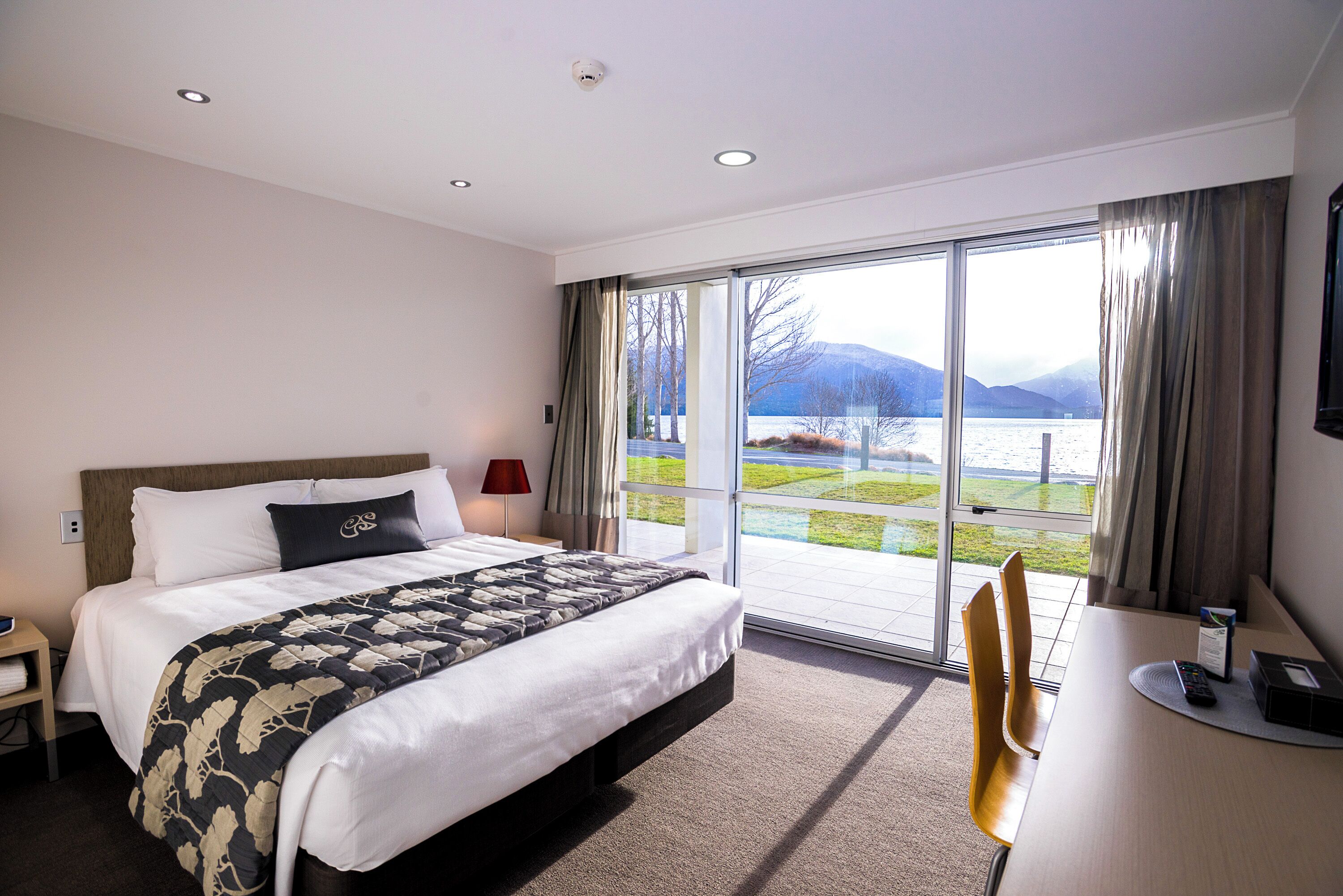 Desk, blackout curtains, soundproofing, iron/ironing board