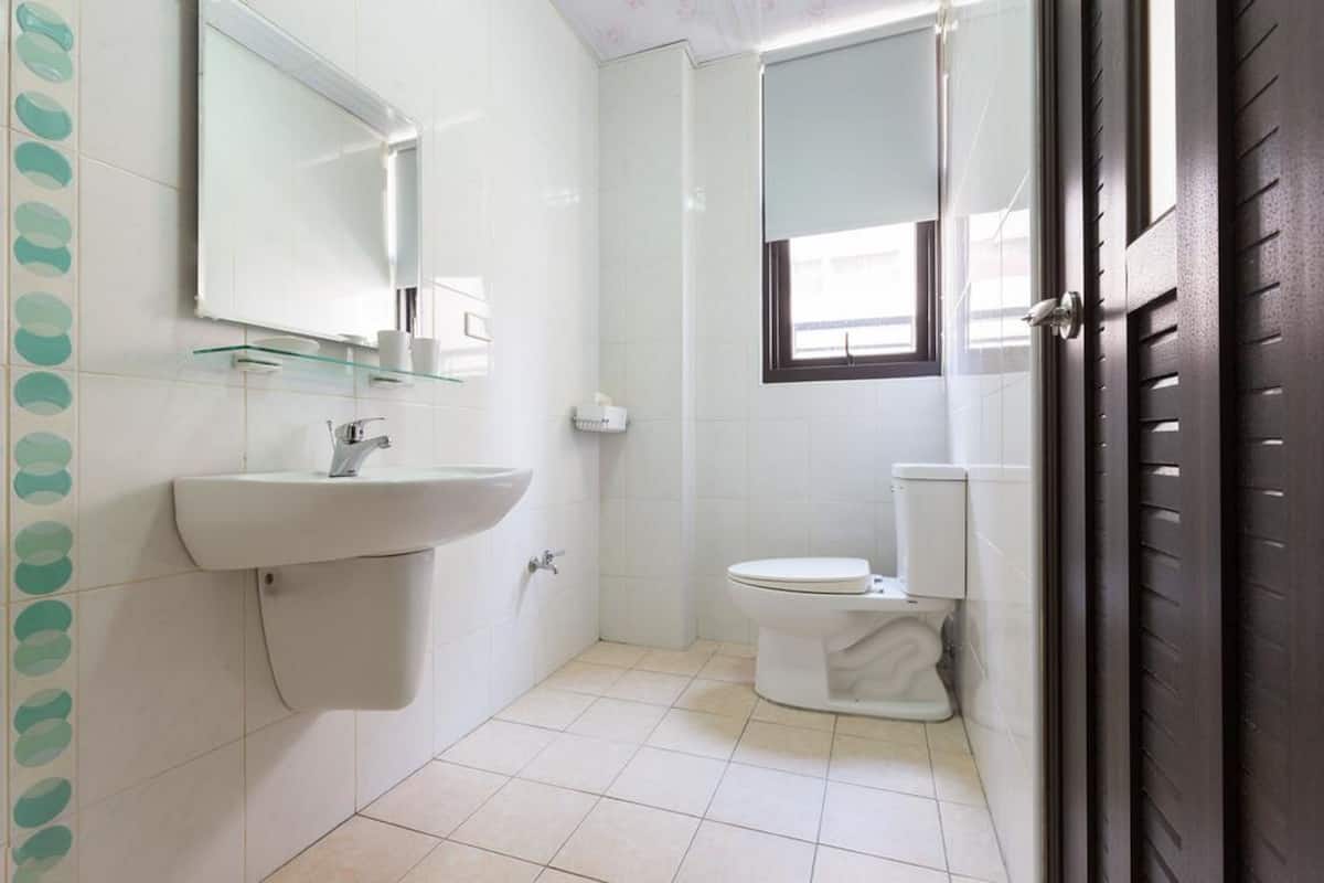 standard double room | bathroom | shower, free toiletries, hair dryer, slippers