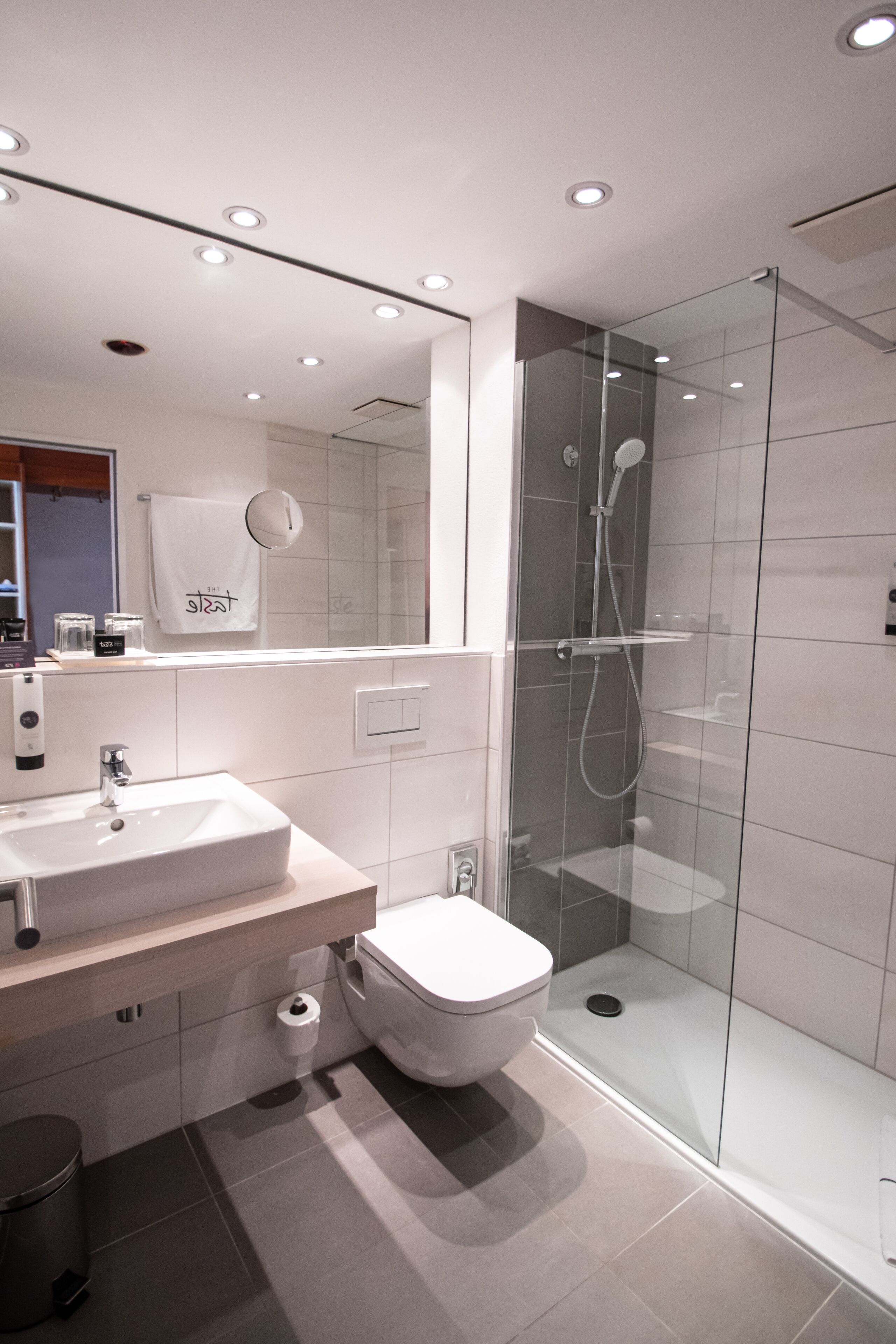 free toiletries, hair dryer, towels