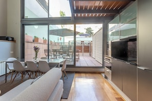 Family Duplex, 3 Bedrooms, Terrace, Ground Floor | Living area | Flat-screen TV