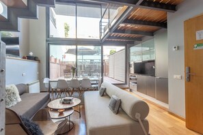 Family Duplex, 3 Bedrooms, Terrace, Ground Floor | Living area | Flat-screen TV