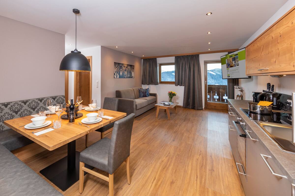 Apartment (Ursprung) | Living area | Flat-screen TV, ping pong, books