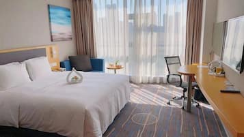 In-room safe, desk, blackout curtains, soundproofing