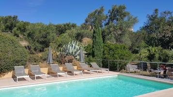 Outdoor pool, pool loungers