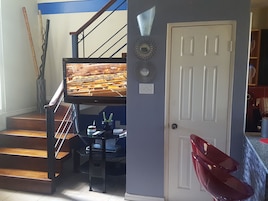 Premium Apartment, 2 Bedrooms, Mountain View | Living room | 50-inch flat-screen TV with cable channels, TV, DVD player