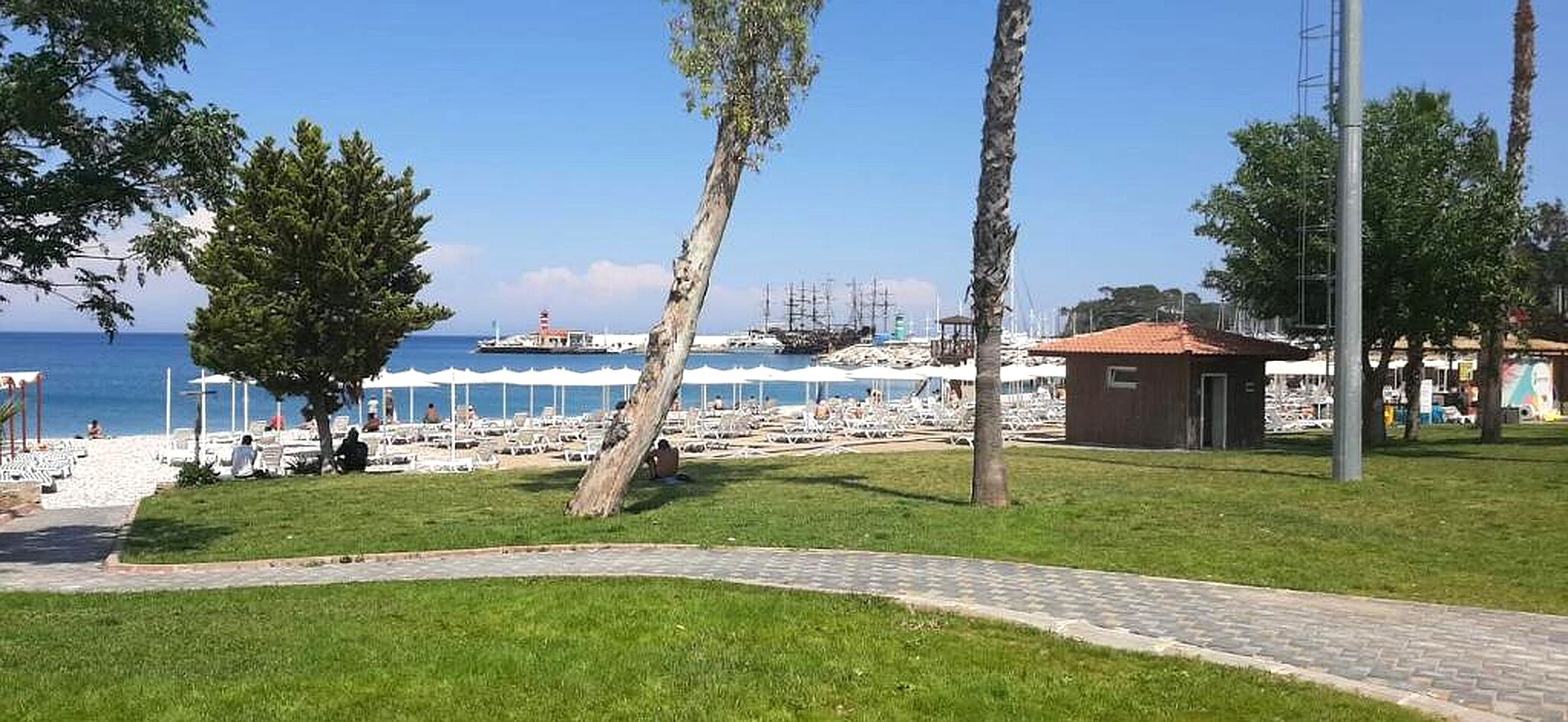 Beach nearby, sun loungers, beach umbrellas