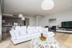 Condo, 3 Bedrooms, Sea View, Sea Facing | Living area | DVD player - Dasiri Unique Sunset Duplex (Koh Samui)
