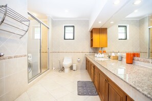 Villa, 2 Bedrooms, Pool View | Bathroom | Shower, free toiletries, towels