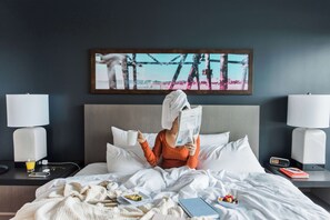 Hypo-allergenic bedding, down comforters, pillowtop beds, desk