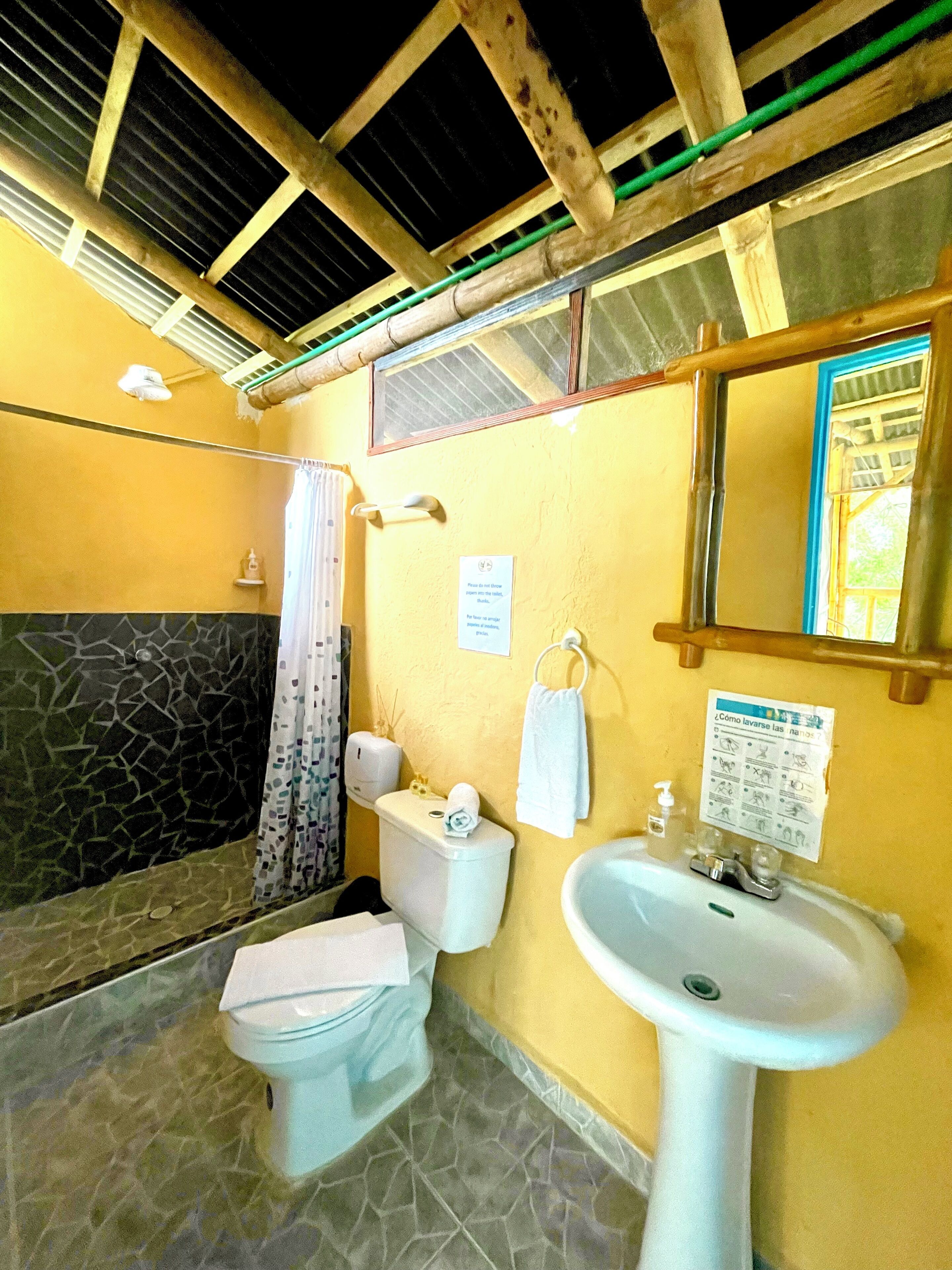 double standard room  | bathroom | shower, free toiletries, towels, soap