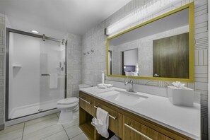 Studio Suite, 1 King Bed, Non Smoking | Bathroom shower - Home2 Suites by Hilton St. Simon's Island (St. Simons Island)
