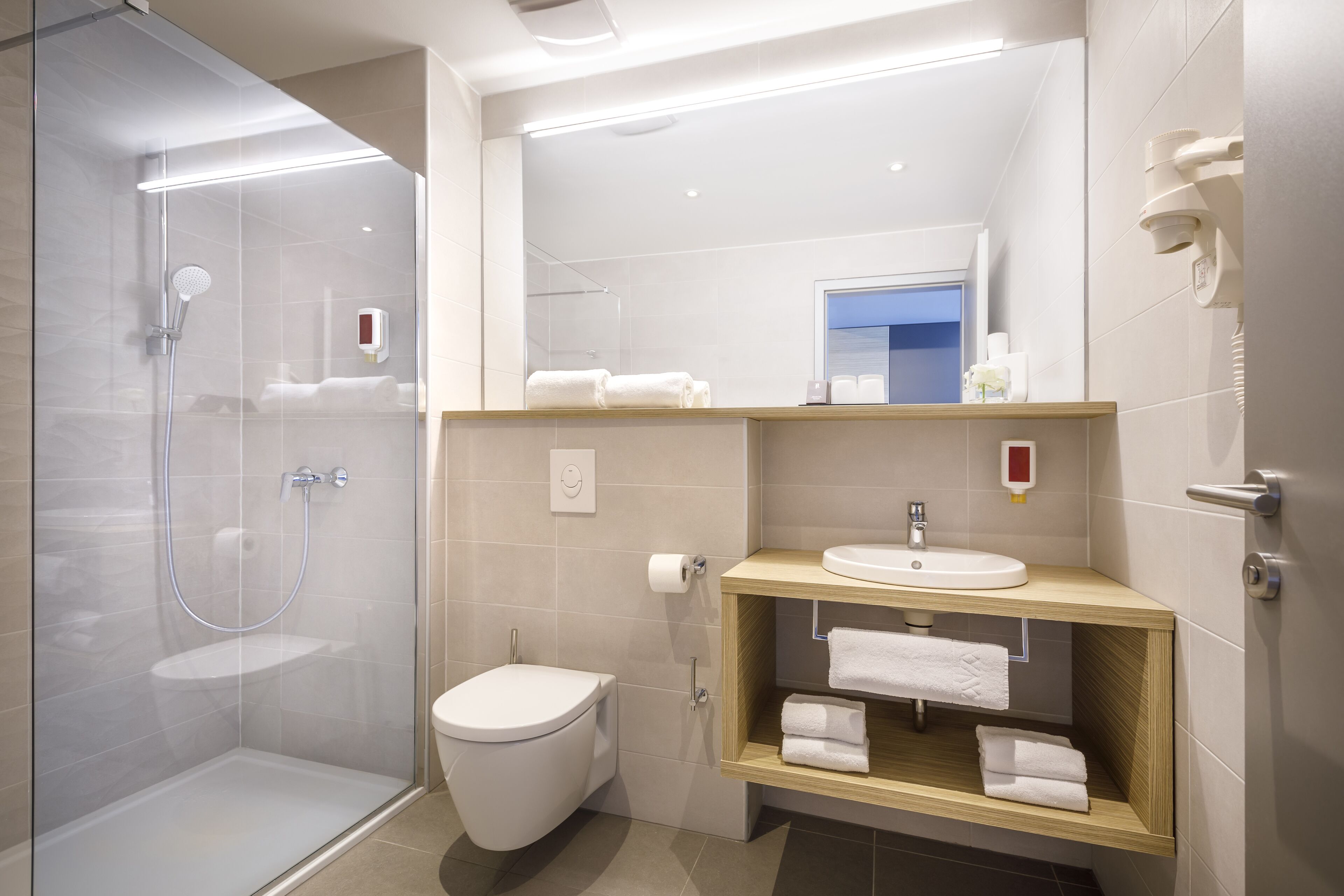 free toiletries, hair dryer, towels, soap