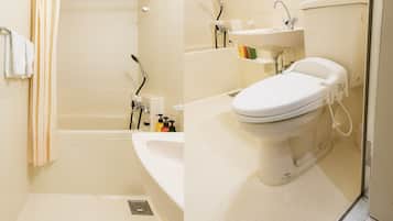 Basic Twin Room | Bathroom | Shower, free toiletries, hair dryer, slippers