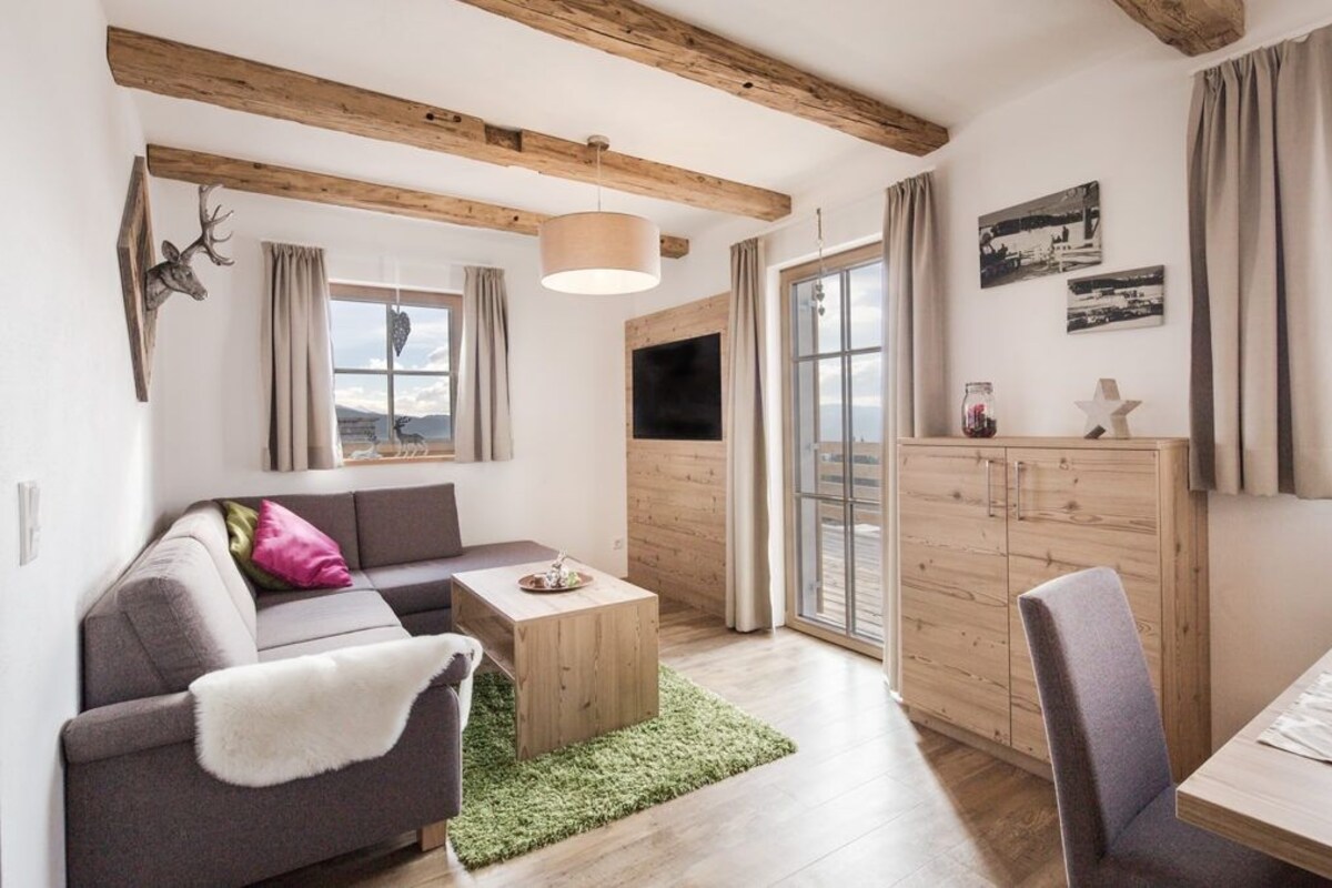 Chalet BergLandZeit | Living area | 80-inch flat-screen TV with cable channels, TV