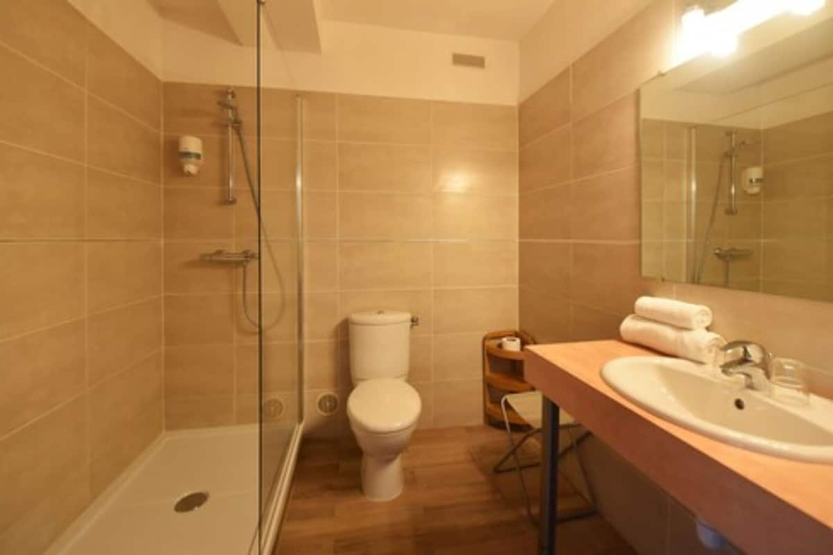 double or twin room | bathroom | shower, free toiletries, hair dryer, towels